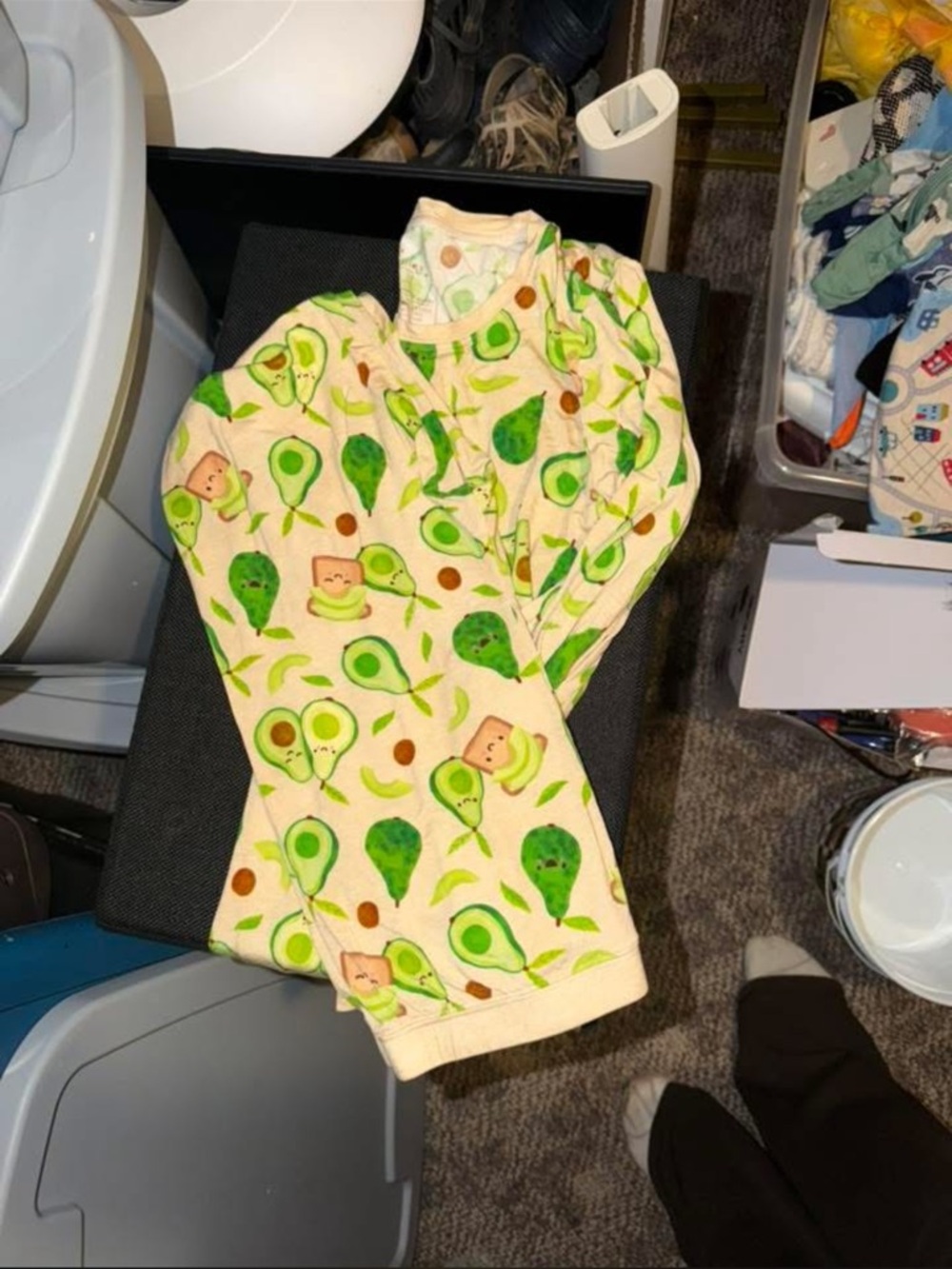 Little Sleepies Cream Avocado Print Kids Pajama Set